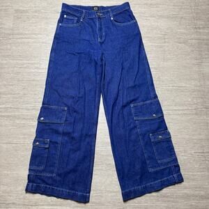 BDG Urban Outfitters Baggy Wide Leg Jeans Indigo 28 Cargo Skater Y2K 100% Cotton